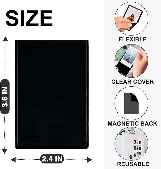 Mini Magnetic Picture Frame for Fujifilm Instax Mini Instant Camera | Fits Mini 13/12/11/41/SE/EVO Camera 2.15"x3.4" Films, Mini Magnet Picture Frames for Fridge, Home, School, Black, 20 Pack - Image 3