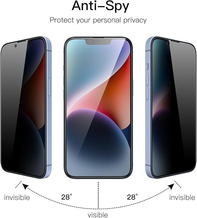 JETech Privacy Screen Protector for iPhone 14, 2+2 Pack | with Camera Lens Protector, Anti-Glare 9H Tempered Glass, Anti-Spy, Full Coverage, Scratch Resistant, Case-Friendly - Image 2