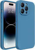 miracase Designed for iPhone 14 Pro Case, [Upgraded Camera Protection], Shockproof Liquid Silicone Rubber Phone Case Cover for 14 Pro 6.1 inch, Capri Blue by Miracase