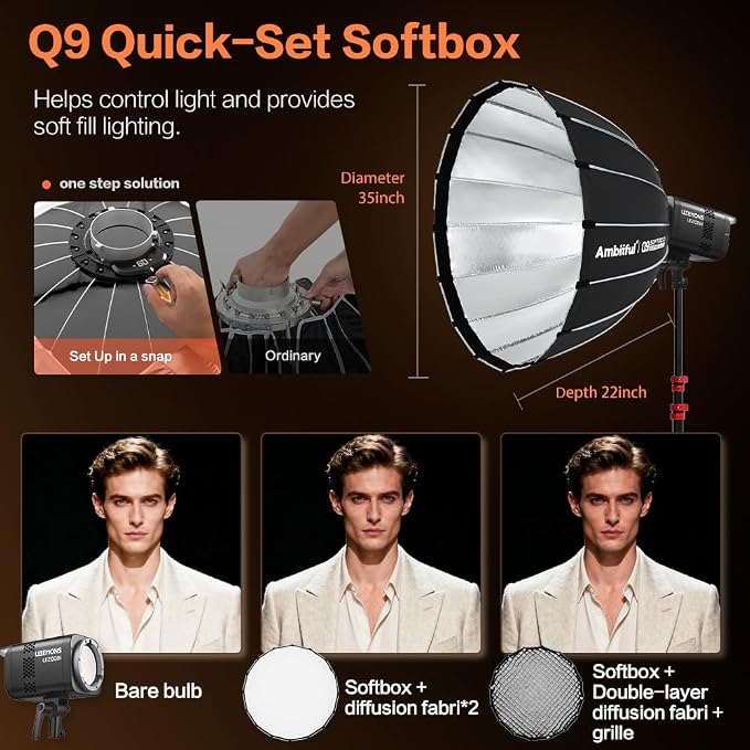 Godox LE200Bi Godox Light Kit 220W Bi-Color LED Video Light | 2800K-6500K,57700 LUX,CRI/TLCI≥98,11 FX, with Quick Release Softbox,Srand, APP Control,for Photography/Live Streaming - Image 4