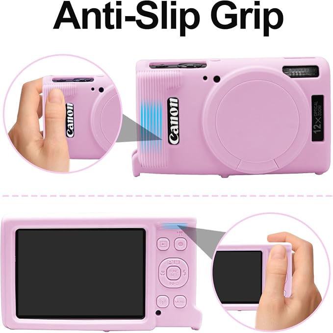 Easy Hood Camera Case for Canon ELPH 360/IXUS 285 HS/IXY 650 Camera,Pink | With Removable Lens Cover,Soft Silicone Protective Case,Anti-Scratch,Dustproof,Shockproof,Enhanced Grip,Camera Accessories - Image 4