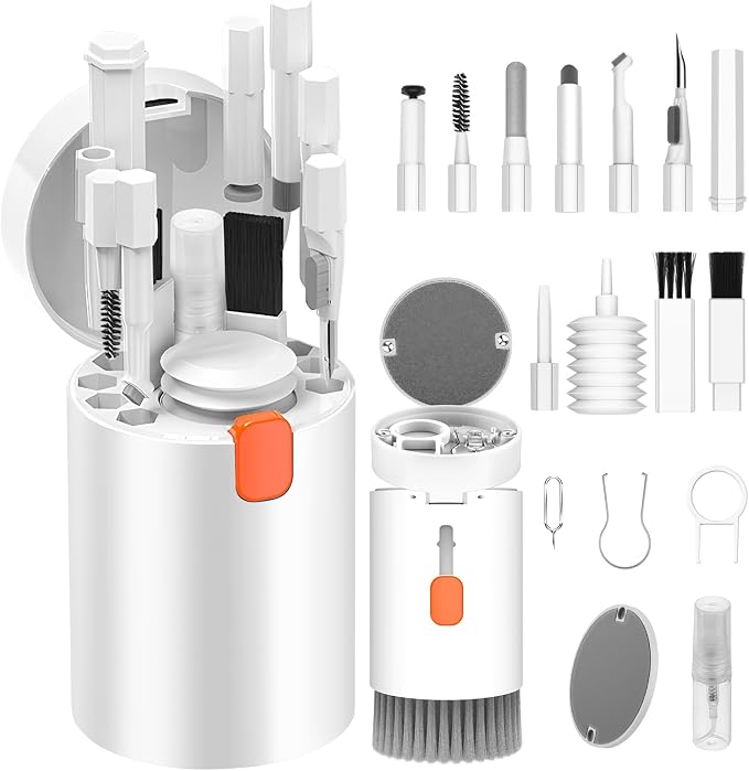 VICHYIE 20 in 1 Multifunctional Cleaner Kit for Electronic Devices (White) | Keyboard Cleaning Brush, Headphones Cleaner Kit for AirPods, Multi-Tool for Cleaning Laptop, Earbuds, Camera, Cellphones by VICHYIE