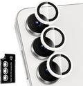 for Samsung Galaxy S25 FE Camera Lens Protector, Individual Metal Ring Tempered Glass Lens Cover, [Strong Adsorption] Scratch Resistant Ultra-Thin HD Clear Lens Cover, 1 Set-White Shine by Btscase