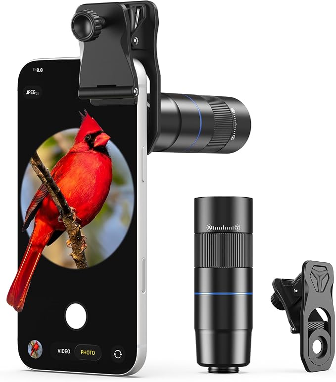 APEXEL 6X Telephoto Lens for iPhone – 144mm Equivalent, Universal Clip | for Samsung, Pixel and Android | for Travel, Street, and Everyday Creative Shots | 10-Glass Optics, Aluminum Build by Apexel