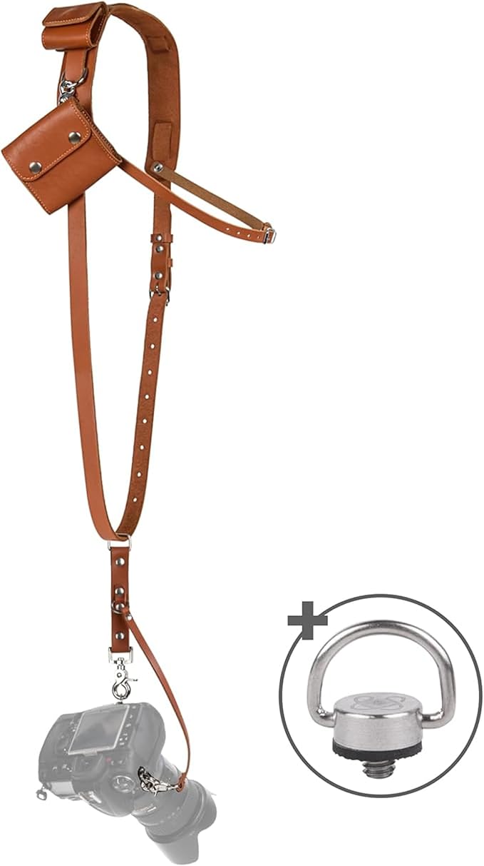 Leather Camera Strap Crossbody for DSLR, Mirrorless – Secure Dual Mount, Quick Release for Professional Photography by CCoiro