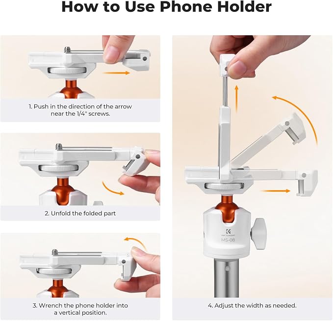 K&F CONCEPT 62'' Selfie Stick Tripod. | 2-in-1 Phone Holder, 360°Ball Head Compatible with DJI Osmo Pocket 4/3 GoPro 13/12 iPhone17. MS08 - Image 4