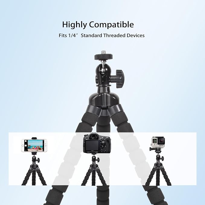 Phone Mini Tripod, Ruittos Premium Flexible Mobile Phone Tripod Stand Compatible with iPhone Samsung Go Pro, Small Digital Camera, Black - Image 7