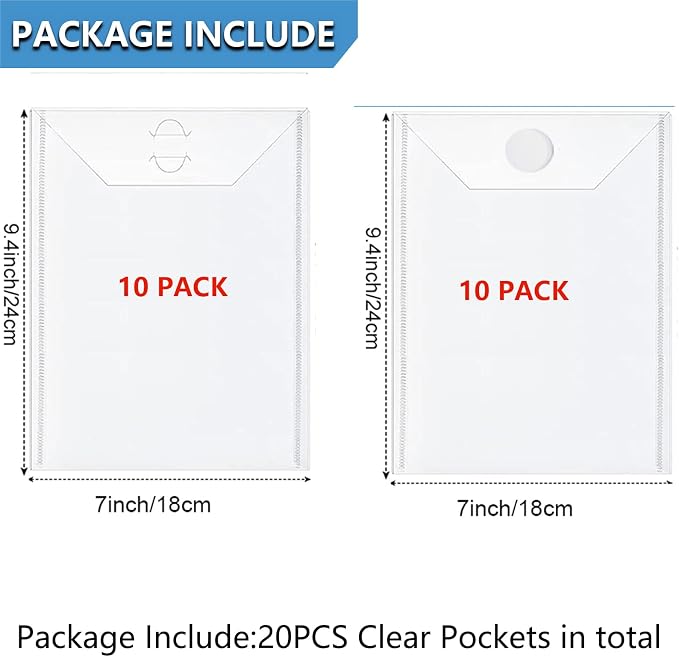 CYFUN DESIGN 20 Pieces Clear Stamp and Die Storage Bag, Resealable Plastic Die Storage Pocket Large Die Cuts Stencil Storage Pockets for Card Making DIY Scrapbooking,9.4x7 Inch - Image 2