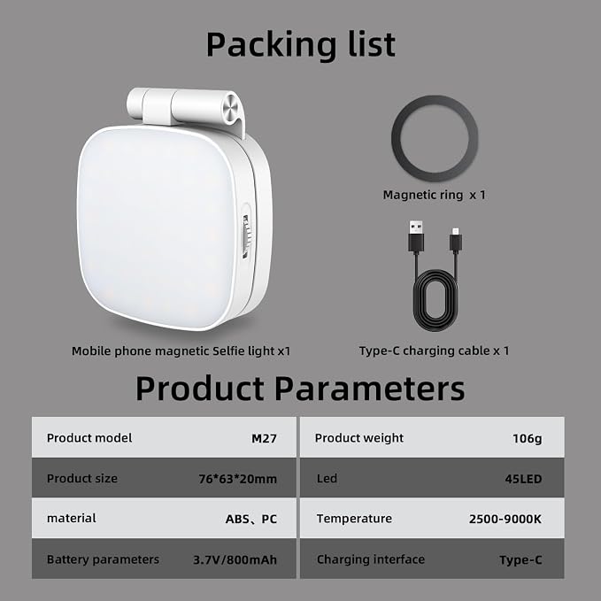 Magnetic Selfie Light, Phone Light Compatible with iPhone Magsafe, | CRI97, 360° LED Ring Fill Light, Mirror Included, For Selfies/Photography/TikTok, Zoom Calls/Video Conference - Image 4