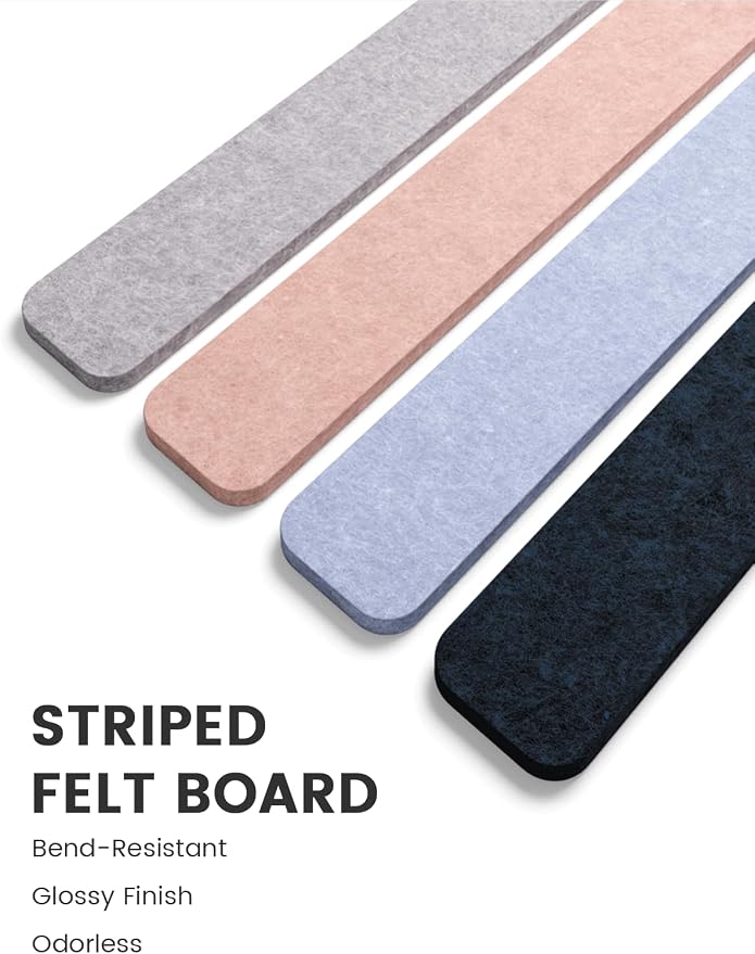Fluxynara 13" x 2" Felt Wall Panels, Nordic Moonlight | 8-Pack Includes 50 Push Pins and Adhesive Tabs for Photos, Notes and Decor in Bedroom Doors, Home Office or Studios - Image 3