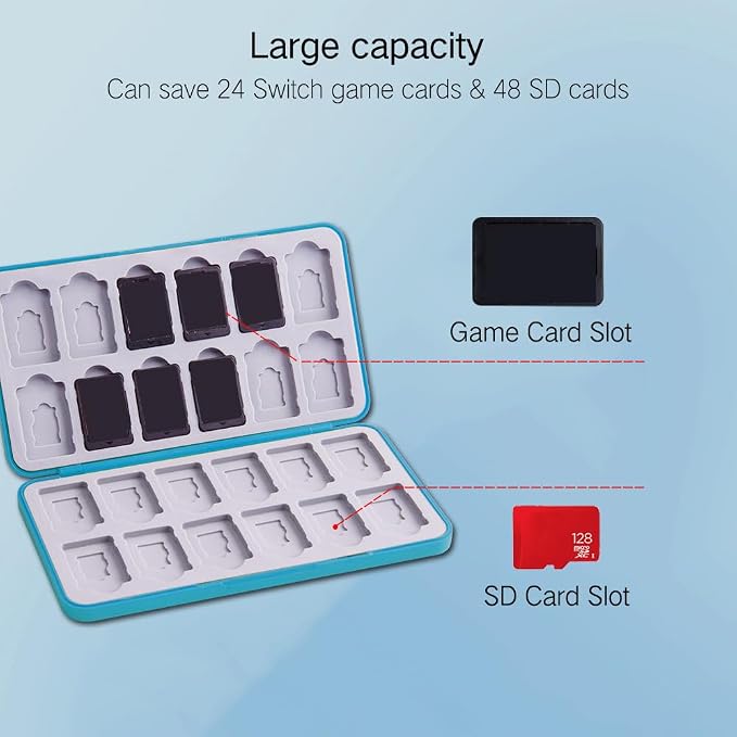 PERFECTSIGHT Switch Game Card Case for Nintendo Switc 2/ OLED/ Lite, 24 Switch Game Holder Cartridge Case with 24 Game & 48 Micro SD Cards Storage, Skyward Sword - Image 2