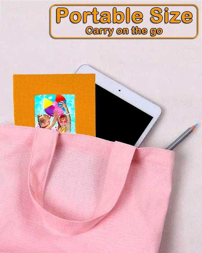 GPIRAL Small Photo Album 4x6 – Clear Pages, Linen Cover with Front Window, Pack of 2, Each Album Holds 52 Photos, Small Brag Book for 4x6 Photos, Orange - Image 4