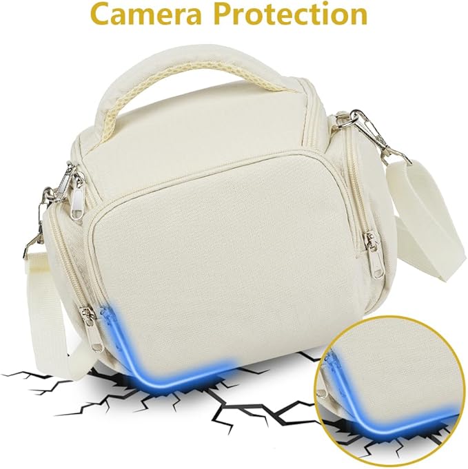 Ainiv DSLR Camera Bag, Large Waterproof Anti-Shock SLR Camera Case, Beige | Adjustable Shoulder Strap Camera Backpack, Portable Crossbody Single Shoulder Backpacks Compatible with Canon, Sony, Nikon - Image 4