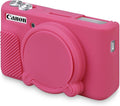 BOVKE Silicone Camera Case for Canon PowerShot SX740 / SX730 Digital Camera, SX740 HS Soft Protective Case Cover Rubber Camera Slim Fit Sleeve with Removable Lens Cover, Peach Pink by BOVKE