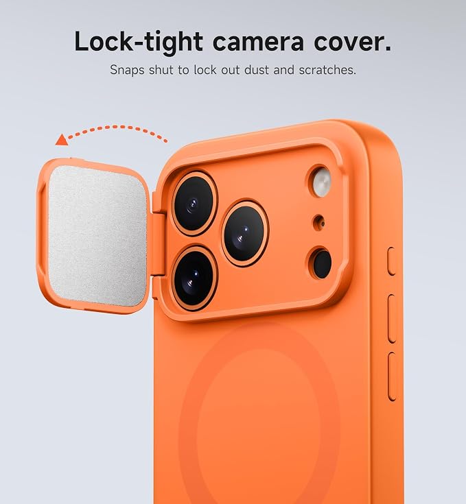 SURITCH for iPhone 17 Pro Case with Camera Control Cover, Camera Cover and Adjustable Kickstand, Compatible with MagSafe, Shockproof Bumper Protective Cases 6.3 Inch, Orange - Image 4