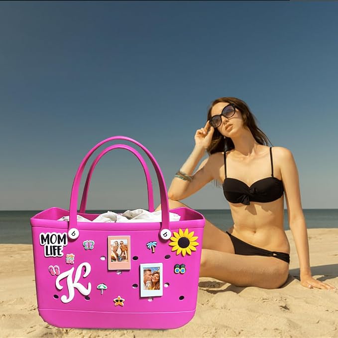 2 in 1 Picture Frame for Bogg Bag Accessories, 2x3 Photo Frame for Fujifilm Instax 3-Inch Film, Custom Frame Charms for Beach Tote Bag(1Piece Pink, 1Piece White) - Image 3