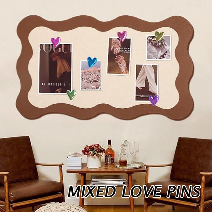 60 Pcs of Cute Soft Wooden Board thumbtack with Golden Hearts can be Used for Photo Walls, memos, whiteboards, and Decorative thumbtack (Mixed Color) - Image 5