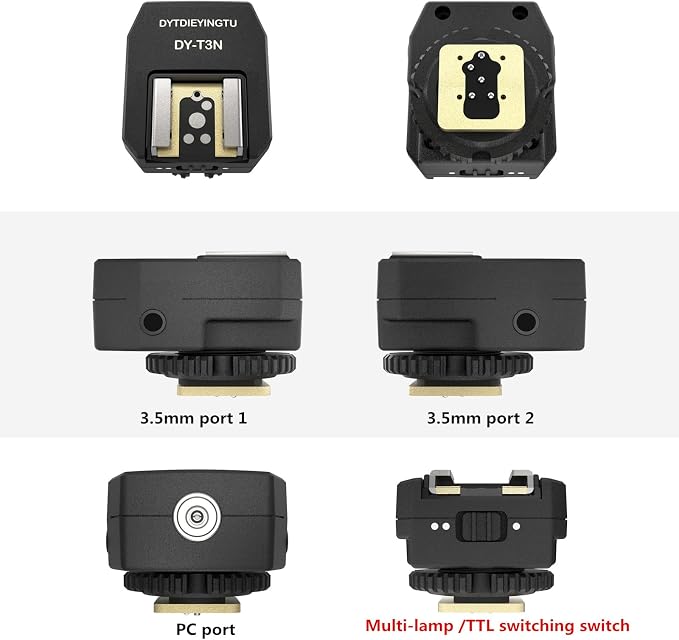 DY-T3N for Nikon Camera Flash Hot Shoe Adapter Mount Top-Mounted Expansion Accessory: Multi-Flash synchronous Shooting with Cable Converter A Set with 3 Wires (DY-T3N N03) - Image 8
