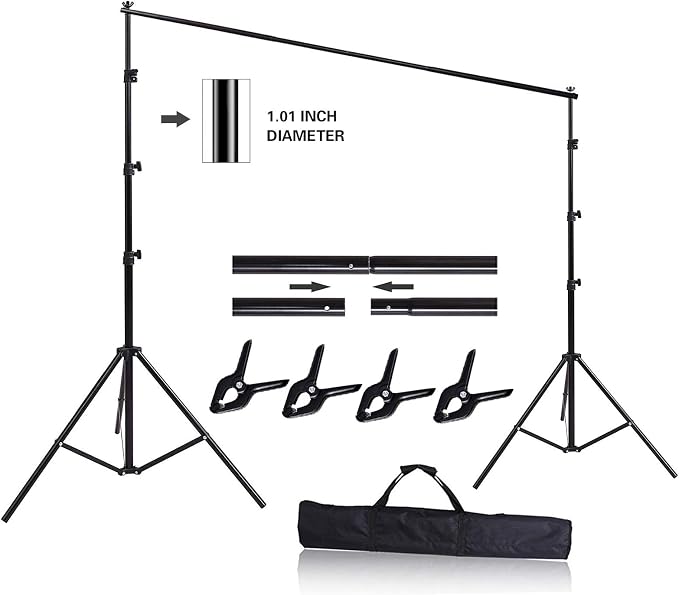 10ft x 8.5ft Adjustable Photography Backdrop Support System Photo Video Studio Muslin Background Stand Kit with Carry Bag by HYJ-INC
