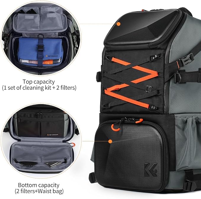 K&F CONCEPT Camera Bag 32L, 2 in 1 Camera Backpack | EVA Hardshell, Large Capacity, Rain Cover, 15.6" Laptop Compartment, Compatible with Sony Canon Nikon Fuji, B05 - Image 3