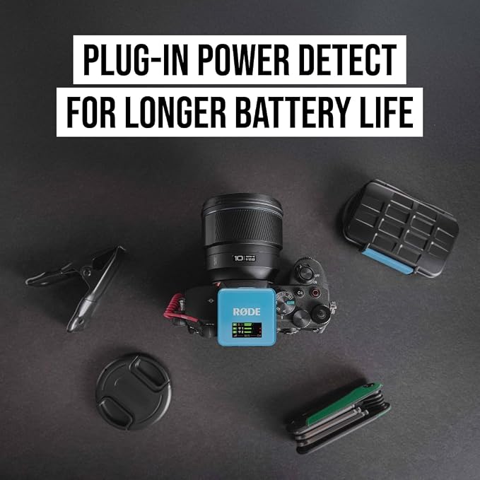 RØDE Wireless GO (Gen 3) – Compact Wireless Mic – Pristine Audio, 32-bit Float Recording, Automatic Level Control, for Phones, Cameras and Computers (Blue) - Image 8