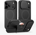 SURITCH for iPhone 17 Pro Case with Camera Control Cover, Camera Cover and Adjustable Kickstand, Compatible with MagSafe, Shockproof Bumper Protective Cases 6.3 Inch, Black by SURITCH