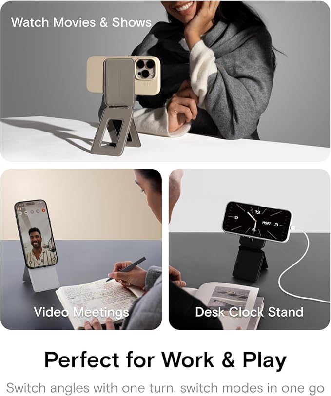 MOFT Phone Tripod Stand, Portable Selfie Stick for iPhone, Mulit-Angle | Pocket Size | Strong Magnets l MOVAS Leather | Magsafe Compatible | Easy to Charge | Stylish |For Content Creators - Image 5