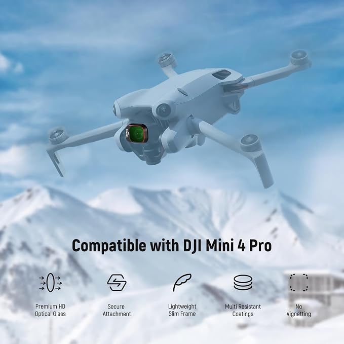 NEEWER Variable ND Filter Set Compatible with DJI Mini 4 Pro, 4 Pack ND2-ND32 (1-5 Stops)/ND64-ND512 (6-9 Stops) Limited VND/CPL/UV Filter, Multi Coated HD Optical Glass/Aluminum Frame - Image 7
