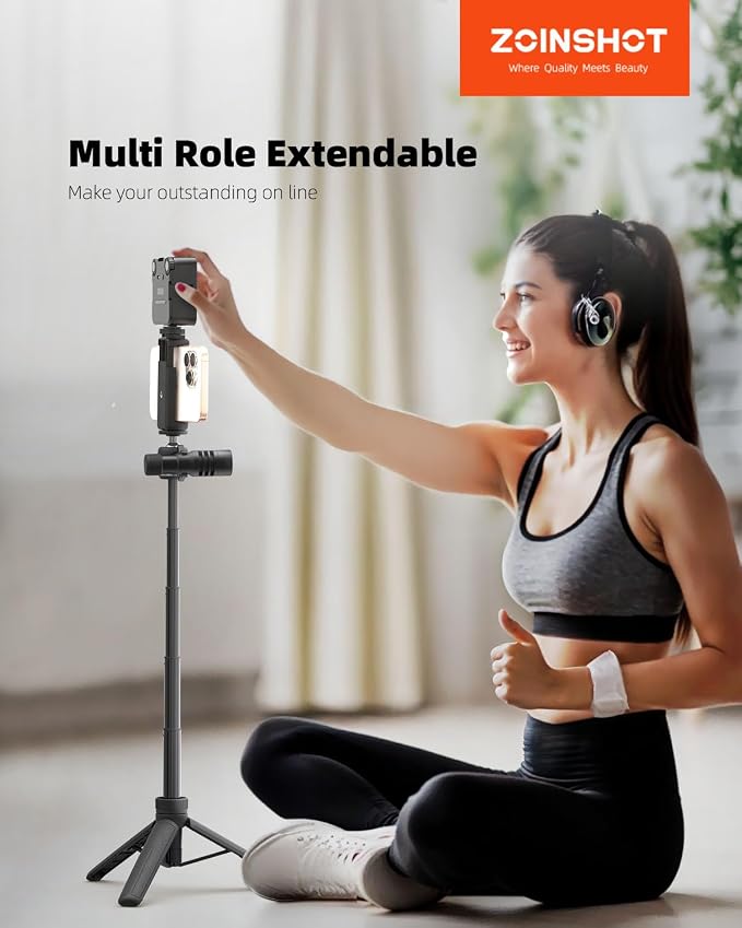 Mini Tripod, Lightweight Phone Tripod with Remote, Portable Selfie Stick for iPhone with Cold Shoe & Phone Holder, Extendable Cell Phone Stand Compatible with iPhone/Android/GoPro/Insta360 - Image 4