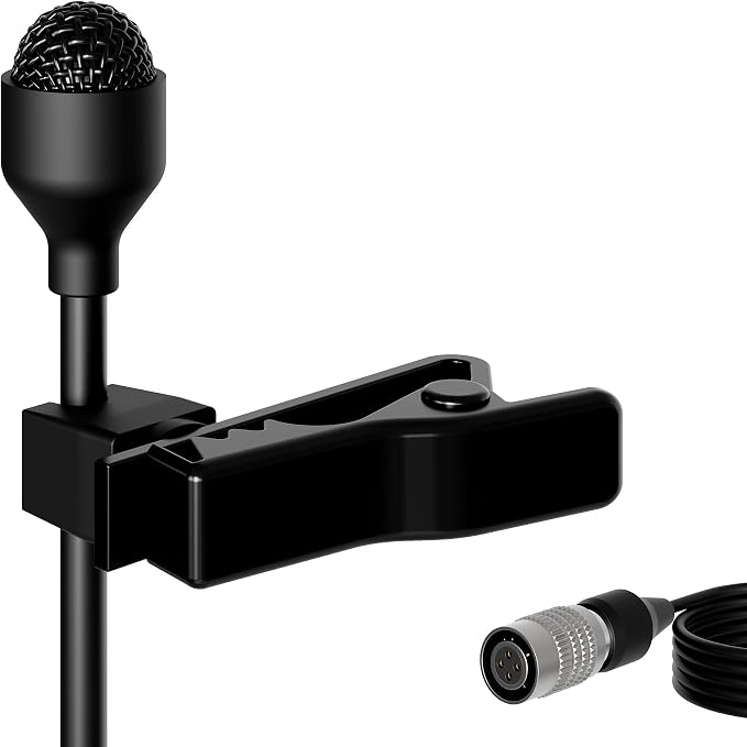 J K MIC-J 044 Lavalier Microphone Compatible with Audio-Technica Bodypacks | Hirose 4-Pin Plug Omni Clip-on Lapel Mic for Wireless Bodypack Transmitters, For Presentation Lectures Stage Live Performance by JK%C2%AE