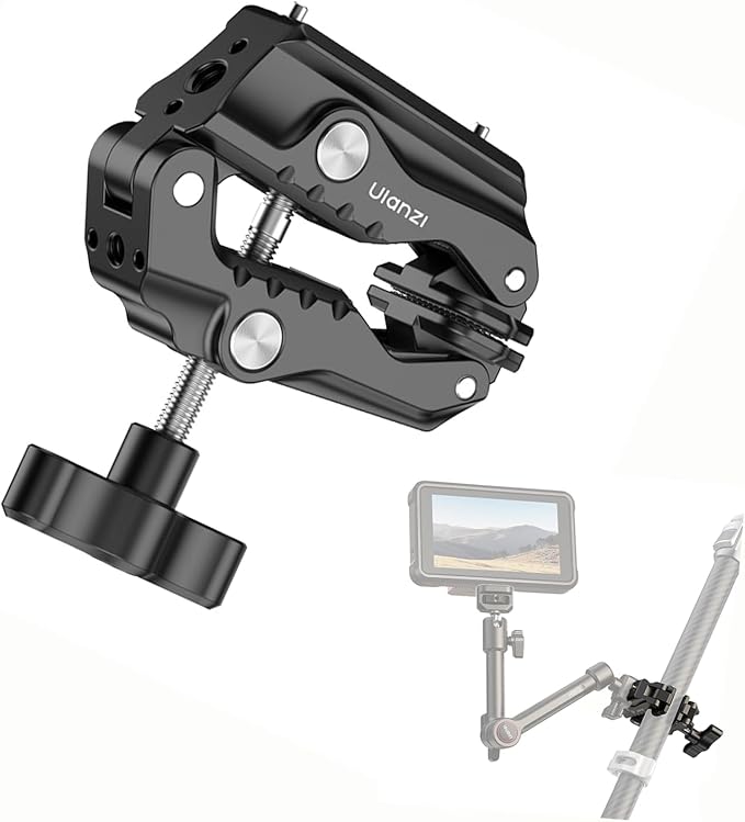 ULANZI HD02 10'' Camera Super Clamp: Ultra-Portable Mount w 1/4", 3/8" & | NATO for Camera, Monitor, Light (Fits 20-87mm) by ulanzi