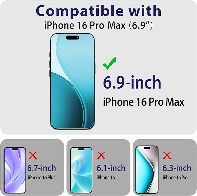 2 Pack Tempered Glass Screen Protector for iPhone 16 Pro Max | with 2 Pack Camera Lens Protector, Anti Scratch, Bubble Free, Case Friendly - Image 2