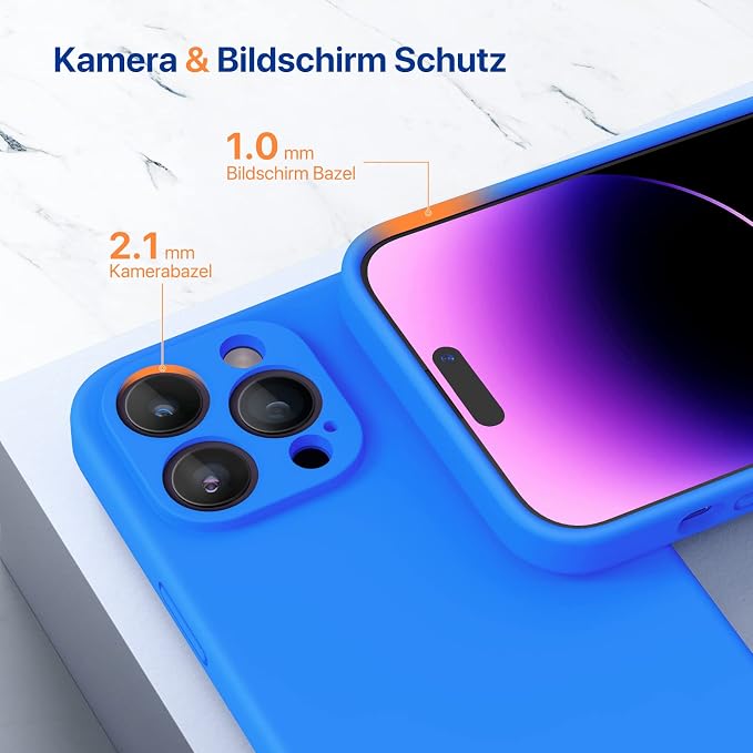 Miracase Silicone for iPhone 14 Pro Case, Mediterranean Blue | Soft Anti-Scratch Microfiber Lining, Premium Silicone Cover Shockproof Drop Protection Phone Case for 14 Pro - Image 6