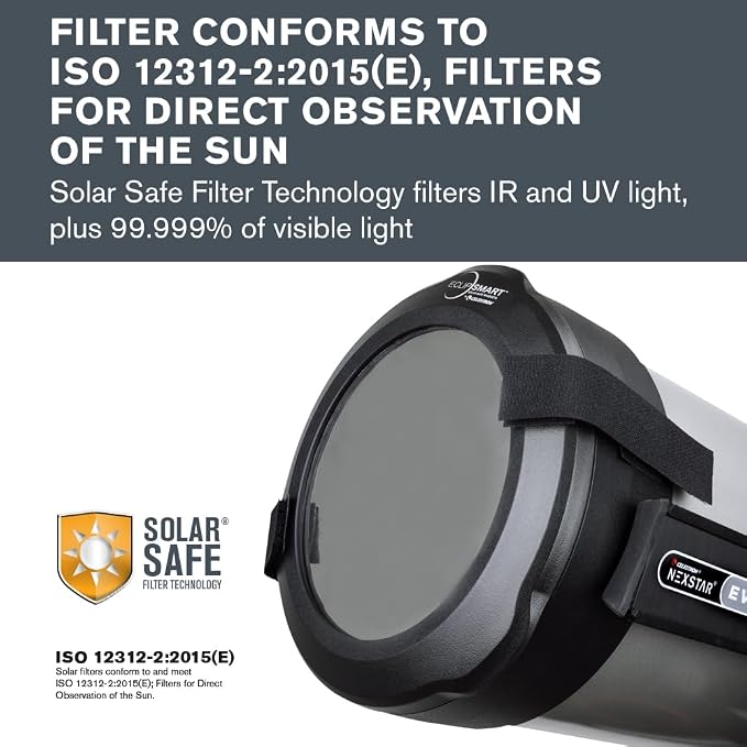 Celestron EclipSmart 6" Solar Safe Eclipse Telescope Filter – ISO Compliant | ISO 12312-2 Compliant, 6" Schmidt-Cassegrain Compatible, Observe Eclipses & Sunspots, Secure Fit, Natural Orange Tint - Image 2