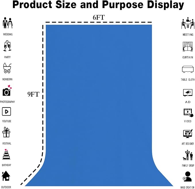 Royal Blue Photography Backdrop for Photoshoot, Fabric 6x9ft | Polyester Studio Photo Backgrounds, Non Reflective, Easy to Hang, for Portrait Shoot, Product, Party Decor, Video Creation - Image 8