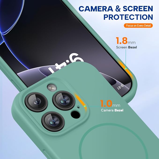 miracase Magnetic for iPhone 16 Pro Max Case, [Soft Anti-Scratch Microfiber Lining], Compatible with MagSafe, Liquid Silicone Case Shockproof Drop Protection Phone Case for 16 ProMax,Midnight Green | Compatible with MagSafe, Soft Microfiber Lining, Pre... - Image 8
