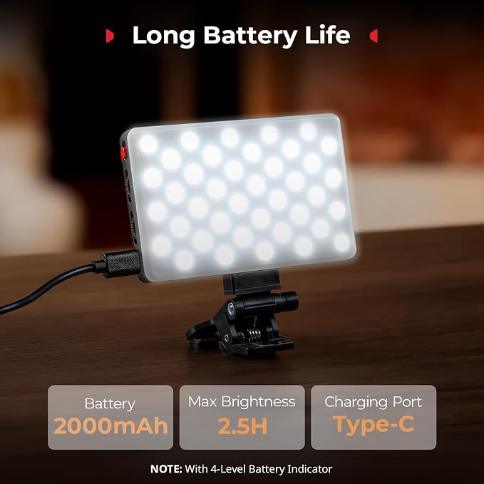 SmallRig M3 Magnetic Selfie Phone Light with Clip, Portable Light | 2000mAh, 120 LEDs, 2700K-6500K, for Content Creators Video Recording, for iPhone/Laptop/Camera/Webcam (Ink Blue) - 5505 - Image 6