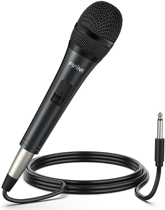 FIFINE K6 Karaoke Microphone, Dynamic Vocal Microphone for Singing | 6.35MM Wired Handheld Mic with On and Off Switch, 14.8ft Detachable Cable for Speaker, Audio Mixer/Interface by FIFINE