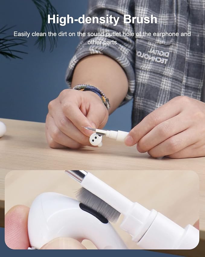 Hagibis Cleaning Pen for Airpods Pro 1 2 3 Multi-Function Cleaner Kits Soft Brush for Bluetooth Earphones Case Cleaning Tools for iPhone 16 15 Pro Max LEGO Camera Lens (White) - Image 4
