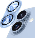for iPhone 16/16 Plus/iPhone 17 Camera Lens Protector- Light Blue | Aluminum Alloy, Tempered Glass Camera Cover, Nano Reinforced Adhesive, Accessories, Anti-Drop, Anti-Scratch, Case Friendly by WumigooProducts