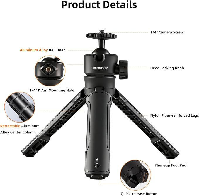 One-Click Mini Desktop Tripod for Camera, Phone & Action Cam | Adjustable Foldable Stand for Streaming, Zoom Meetings, Vlog Recording & Content Creation - Image 8