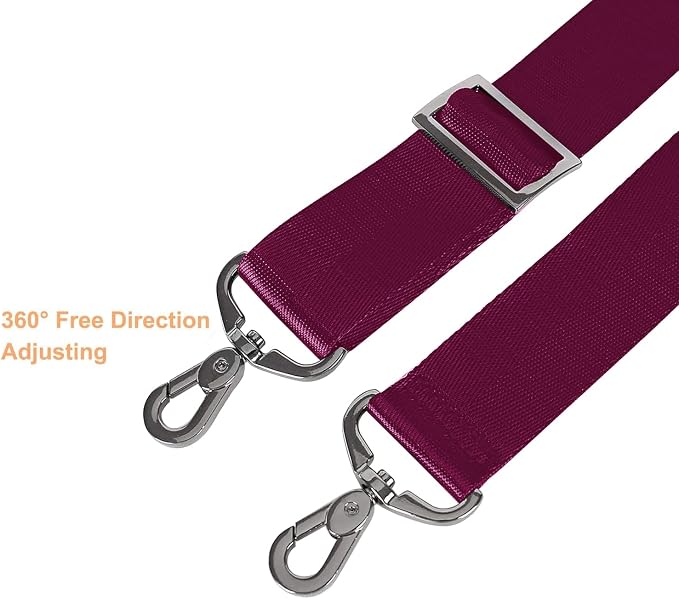 MOSISO 56 inch Shoulder Strap, Adjustable Soft Universal Non-Slip Strap | Thick Replacement Strap, Fit Padded with Metal Swivel Hooks for Laptop Shoulder Bag/Laptop Messenger Bag, Wine Red - Image 2