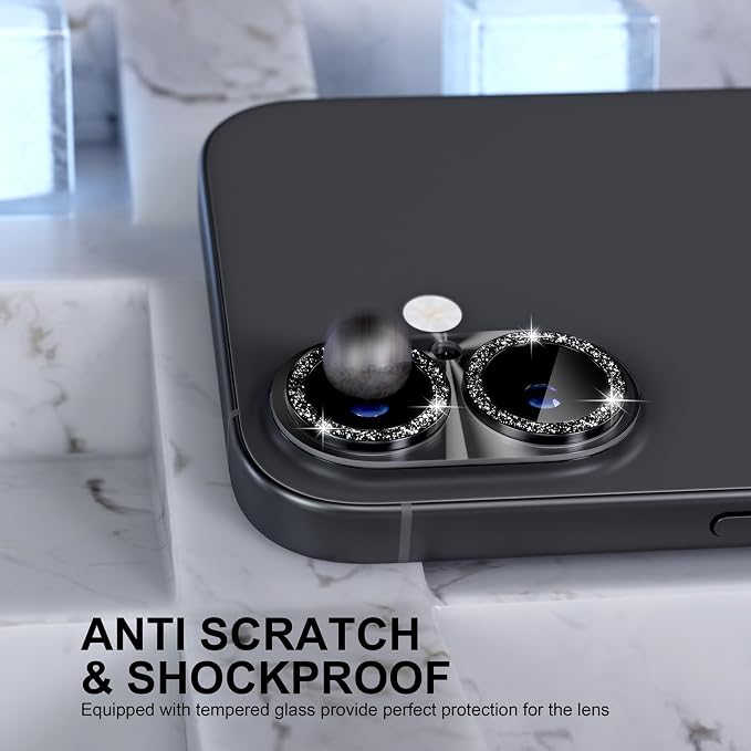 Choiche for iPhone 17 Camera Lens Protector, Light-Black | Bling Metal Camera Cover with 9H Tempered Glass Lens Screen Protector Accessories, Strong Adsorption, Case-Friendly - Image 3