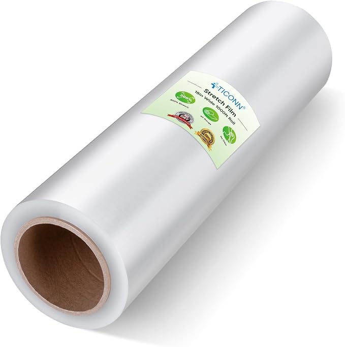 TICONN Stretch Wrap Roll, 18 in x 1000 ft Plastic Wrap for Moving Furniture | Odorless Industrial Strength Stretch Film, 300% Stretchability, Self-Adhering, Ideal for Furniture, Box Protection by TICONN