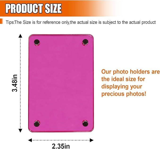 Car Sun Visor Photo Holder, Universal Magnetic Photo Clip, Acrylic Car Visor Decoration Picture Frame, Personalized Car Accessories for Display Your Photographs (Pink) - Image 2