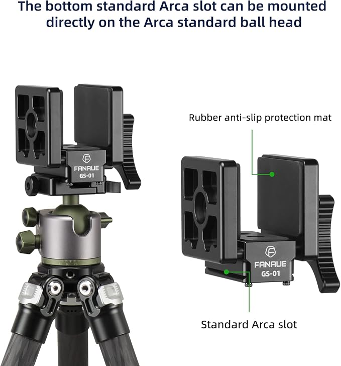 FANAUE GS-01Arca Swiss Rifle Saddle Mount, Hunting Tripod Clamp with Quick Release Plate, Shooting Tripod Rest, Enhanced Accuracy Ball Head & Adapter for Hunting and Shooting - Image 3