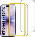 ivoler Screen Protector for iPhone 17/16 Pro 6.3" Tempered Glass 2-Pack | with [Easy Installation Frame], Anti-Scratch Case Friendly Clear HD Film for iPhone 17/ iPhone 16 Pro 6.3 inch by iVoler