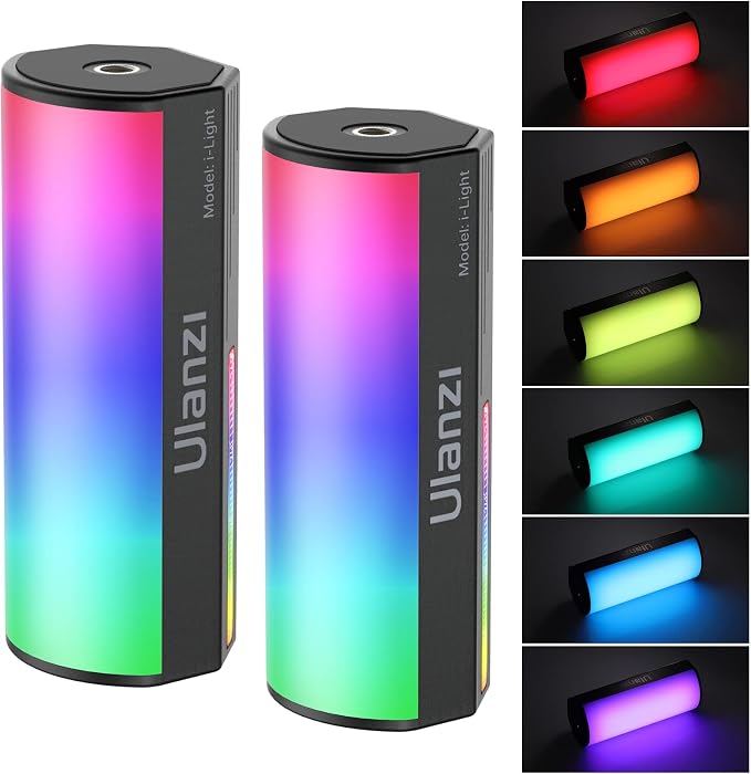 ULANZI 2 Pack Handheld Light Wand, 360° RGB LED Video Light for Photography, 2000mAh Rechargeable Light Stick for Video Shooting, 2500-9000K Dimmable Camera Light w LCD, Support Magnetic Attraction by ulanzi