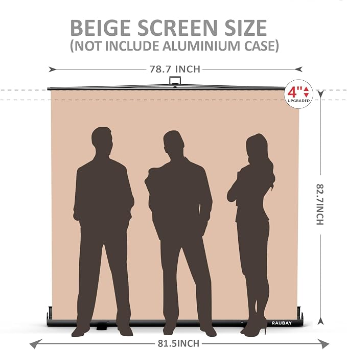【Wider Style】 RAUBAY 78.7 x 82.7in Large Collapsible Beige Backdrop Screen | Portable Retractable Panel Photo Nude Background with Stand for Video Conference, Photographic Studio, Streaming - Image 2
