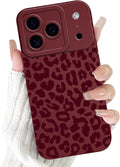 Cute Burgundy Cheetah Print Phone Case for iPhone 17 Pro 6.3" | Aesthetic Leopard Pattern Design Cover Full Camera Lens Protective Shockproof Soft Slim TPU Funda for Women Girls by Unknown